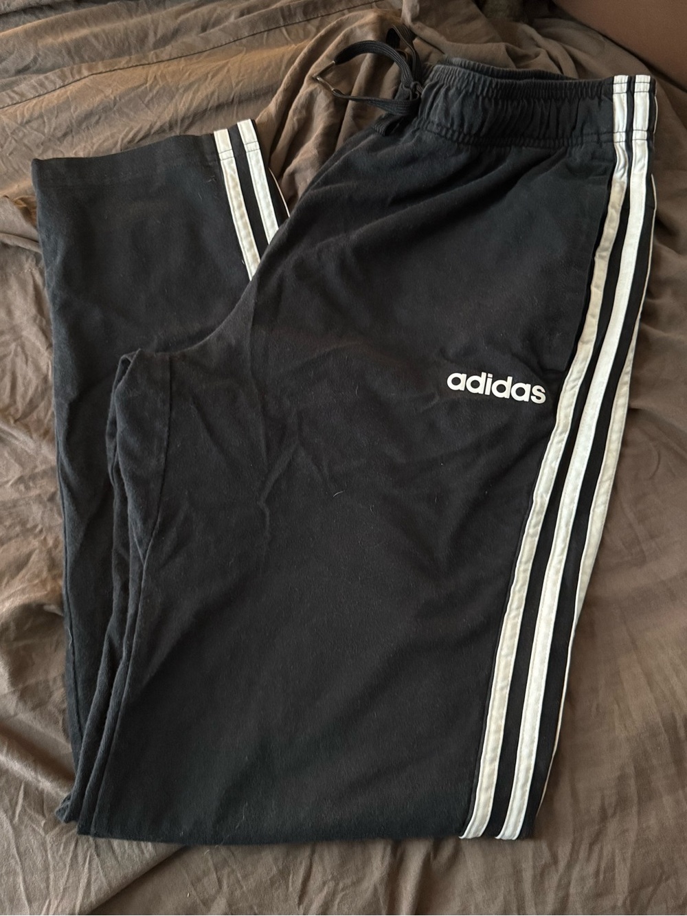 adidas Black Jogger Pants with White 3-Stripes
